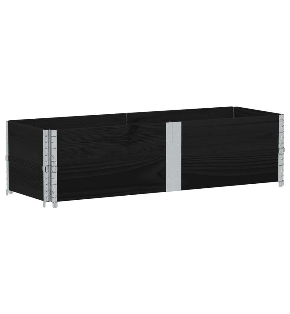 Jardinière noir 150x50 cm bois massif de pin
