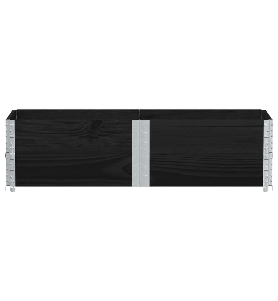 Jardinière noir 150x50 cm bois massif de pin