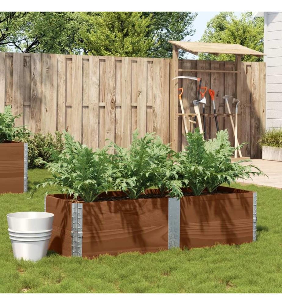 Jardinière marron 150x50 cm bois massif de pin