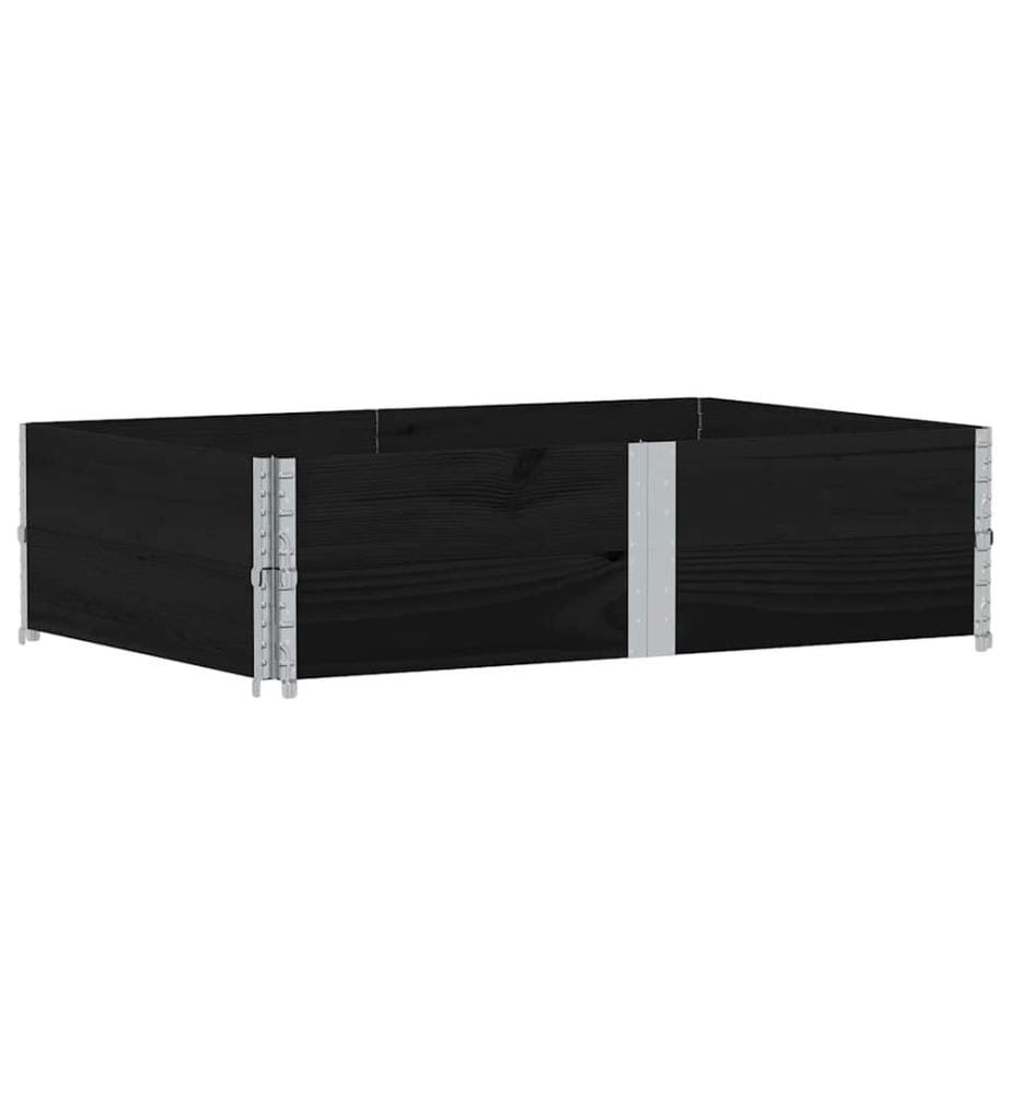 Jardinière noir 150x100 cm bois massif de pin