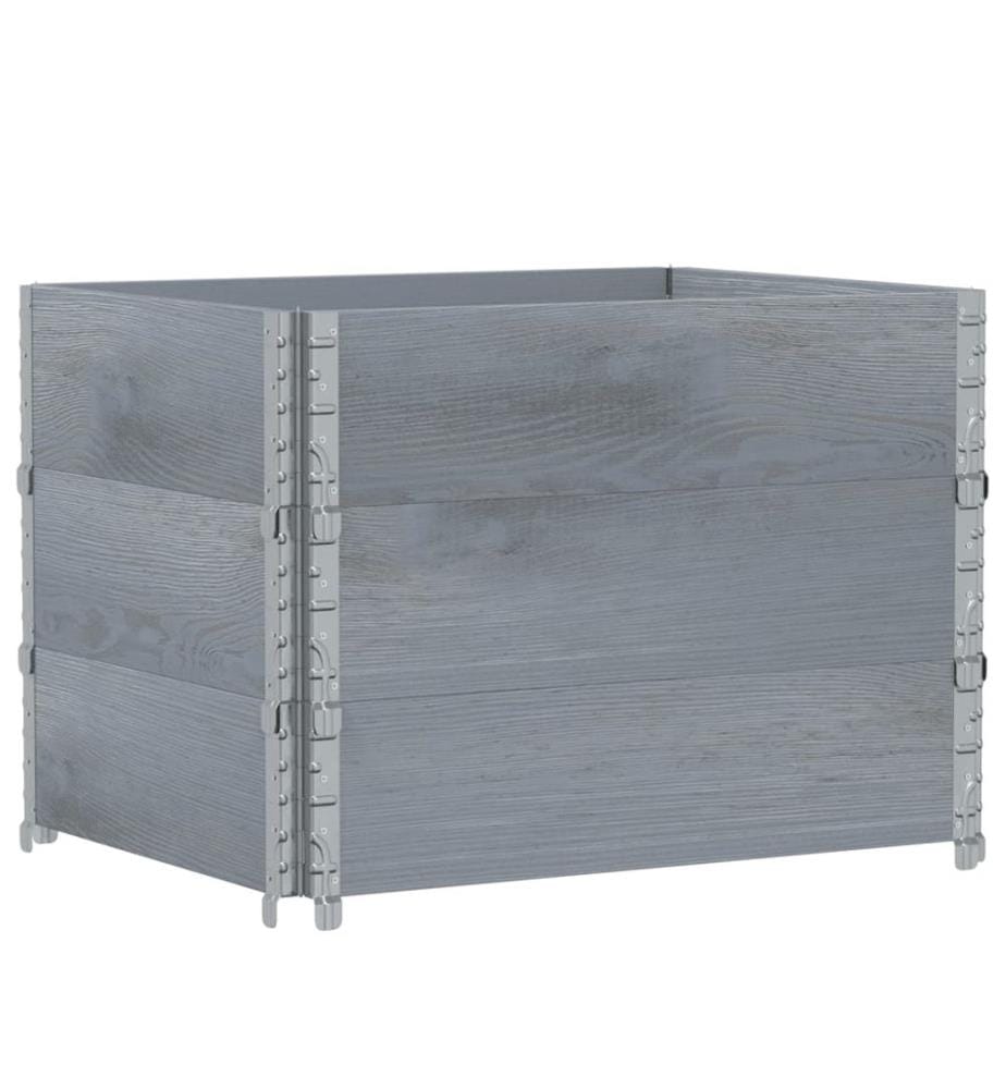 Jardinière gris 80x60 cm bois massif de pin