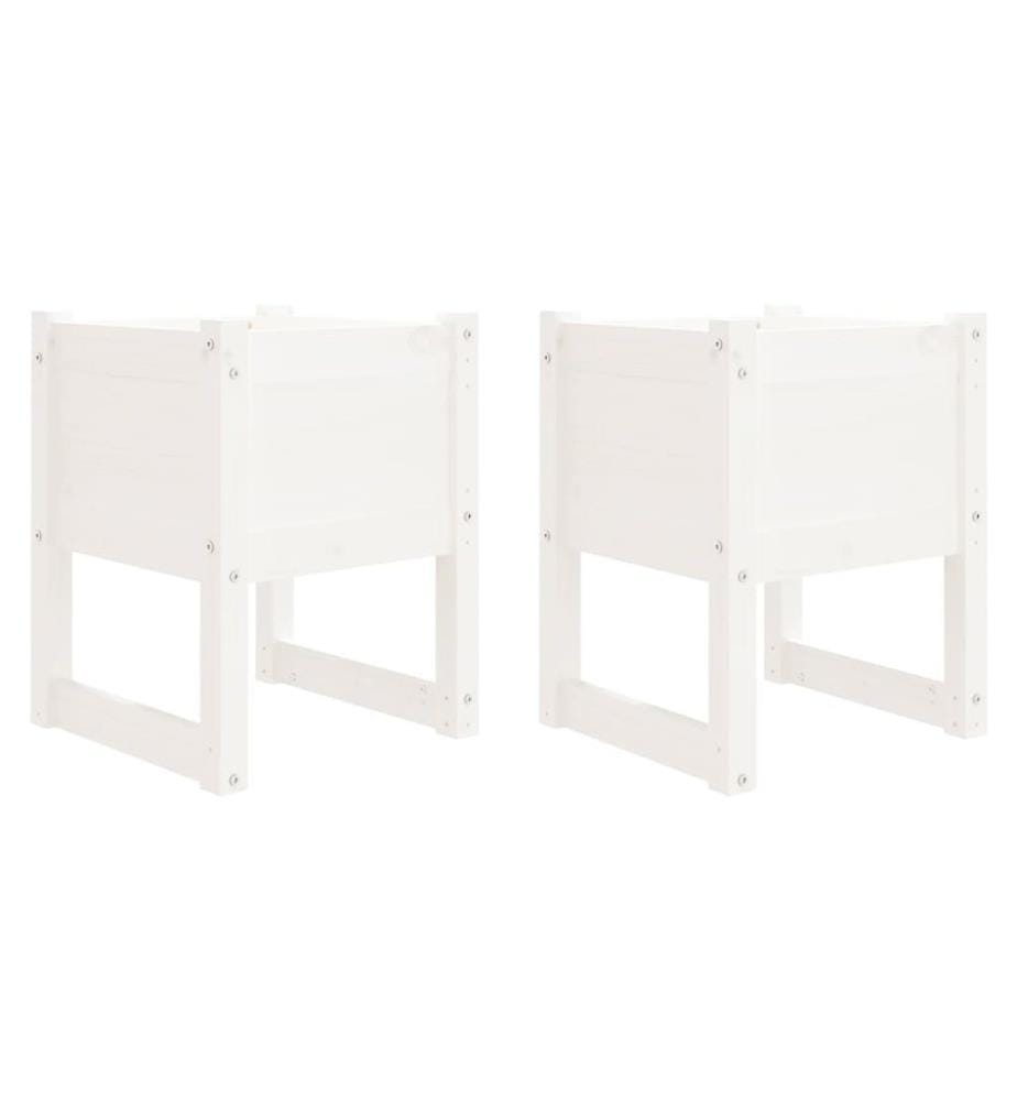 Jardinières 2 pcs Blanc 40x40x52,5 cm Bois massif de pin