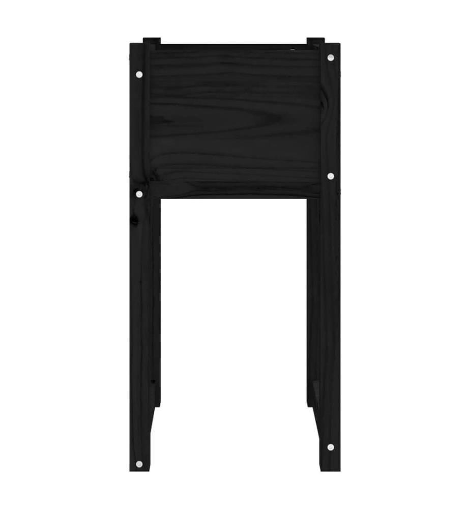Jardinière Noir 40x40x81 cm Bois massif de pin