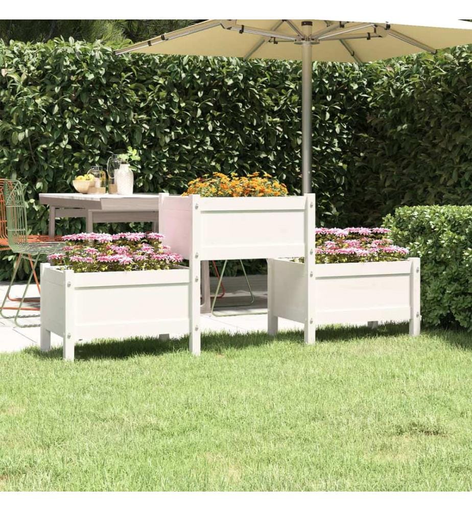 Jardinière Blanc 178,5x44x75 cm Bois massif de pin