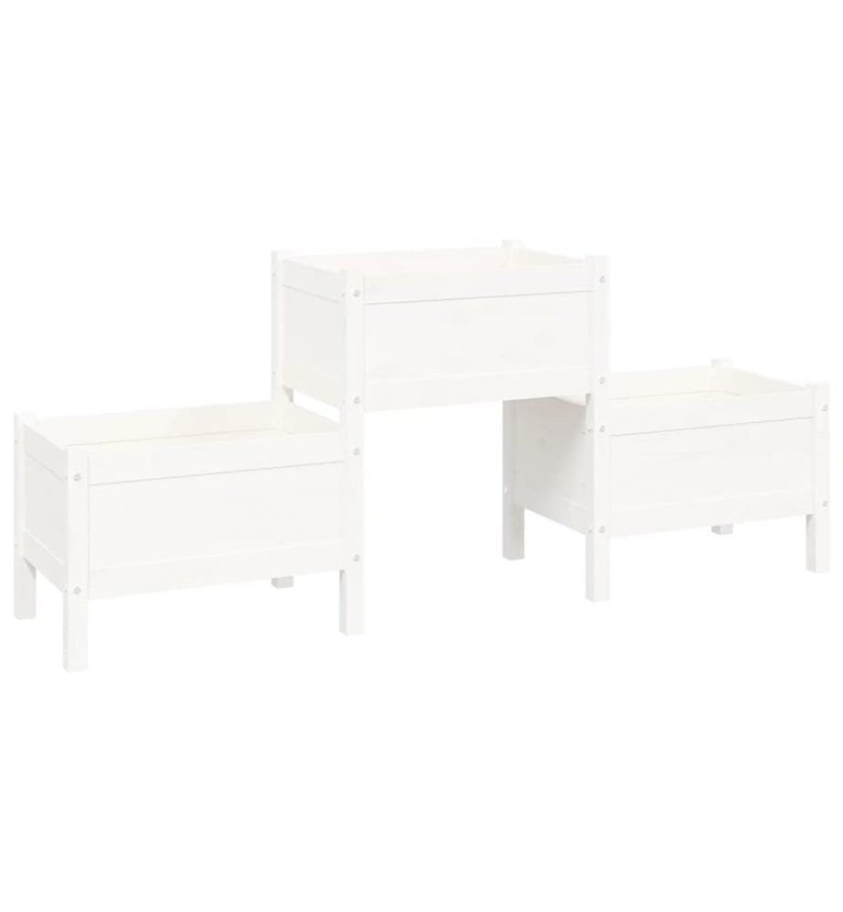 Jardinière Blanc 178,5x44x75 cm Bois massif de pin