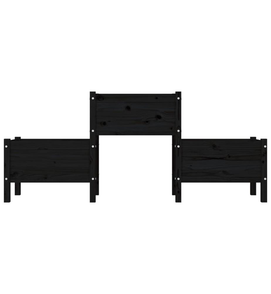Jardinière Noir 178,5x44x75 cm Bois massif de pin