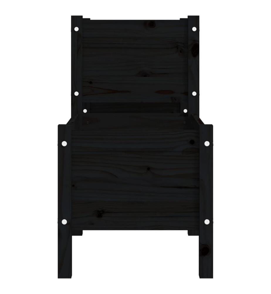 Jardinière Noir 178,5x44x75 cm Bois massif de pin