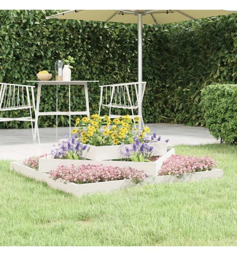 Jardinière Blanc 112x112x27 cm Bois massif de pin