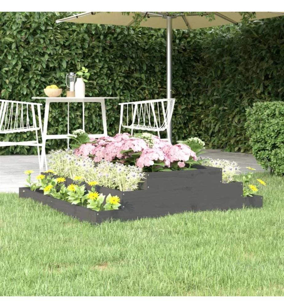 Jardinière Gris 110x110x27 cm Bois massif de pin