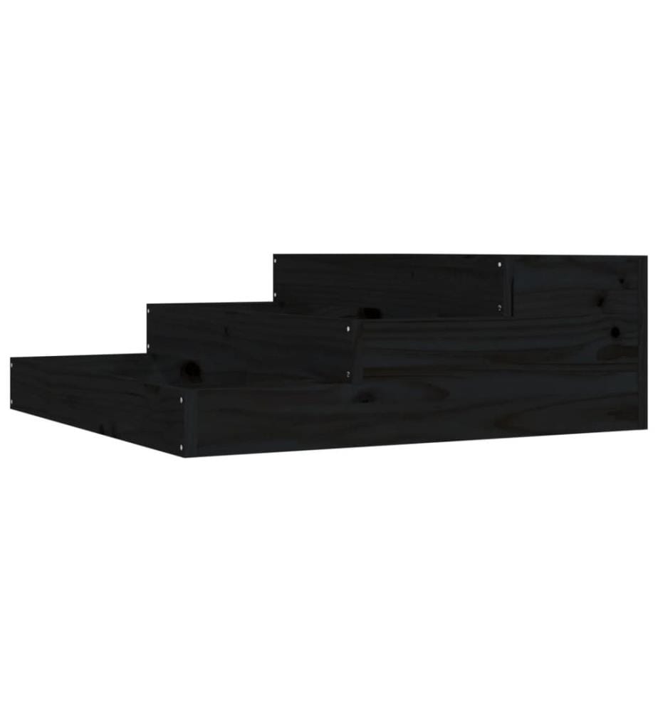 Jardinière Noir 78x78x27 cm Bois massif de pin