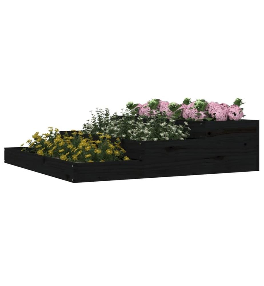 Jardinière Noir 107x107x27 cm Bois massif de pin