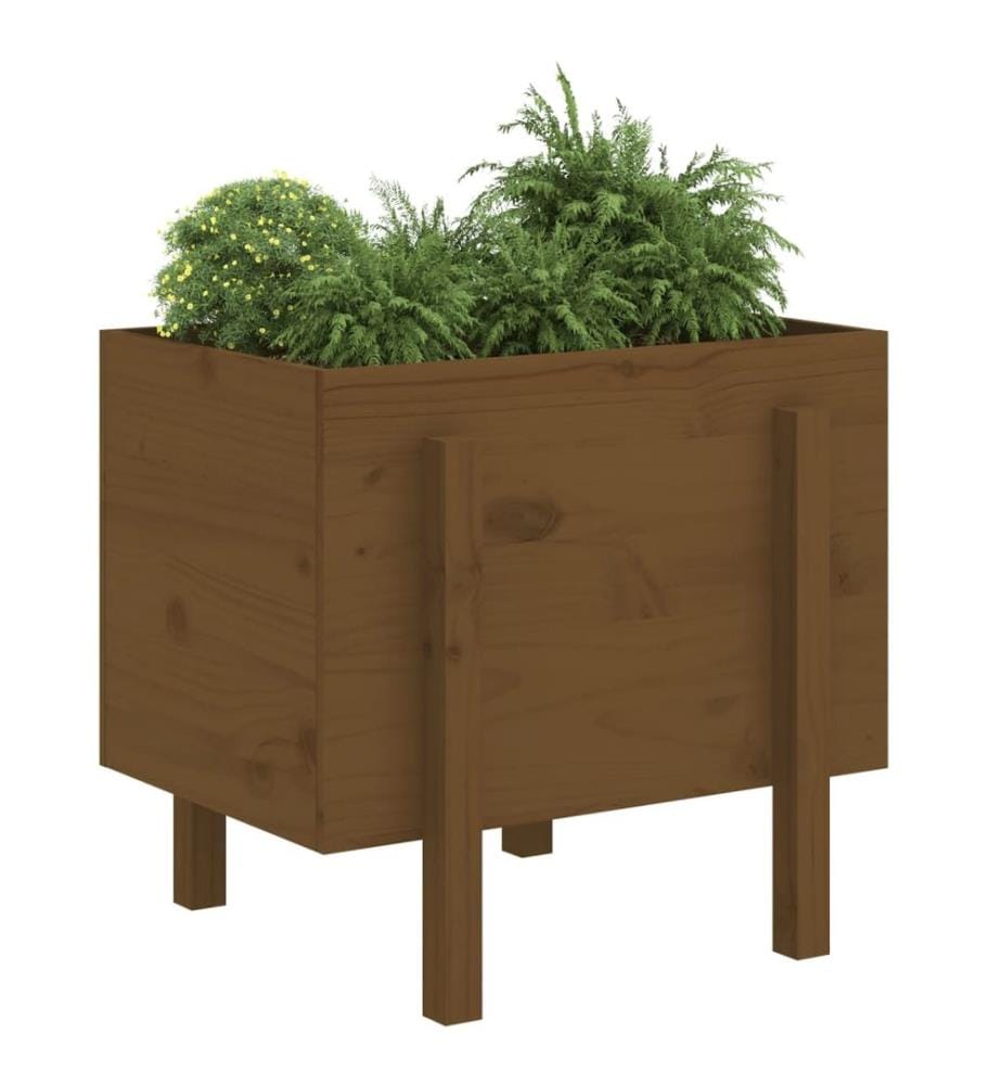 Jardinière marron miel 62x50x57 cm bois massif de pin