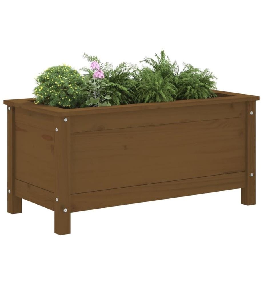 Jardinière marron miel 82,5x40x39 cm bois massif de pin
