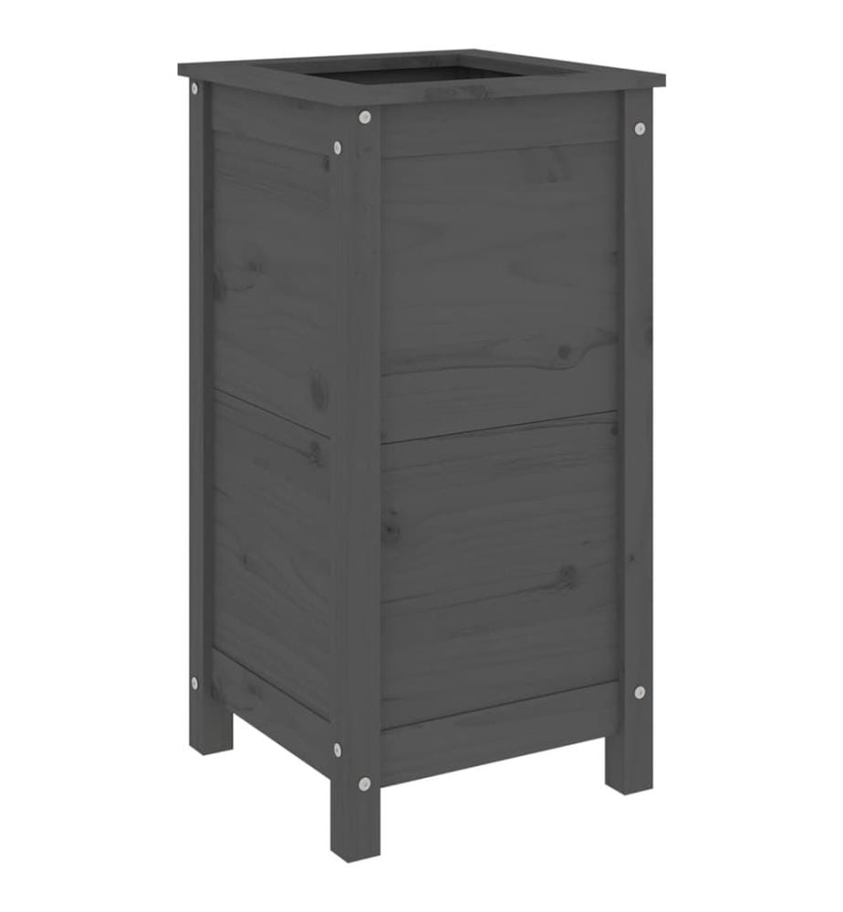 Jardinière gris 40x40x78 cm bois massif de pin