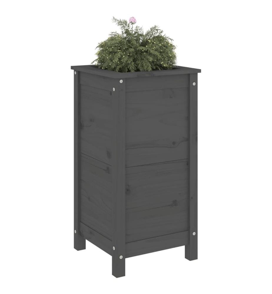 Jardinière gris 40x40x78 cm bois massif de pin
