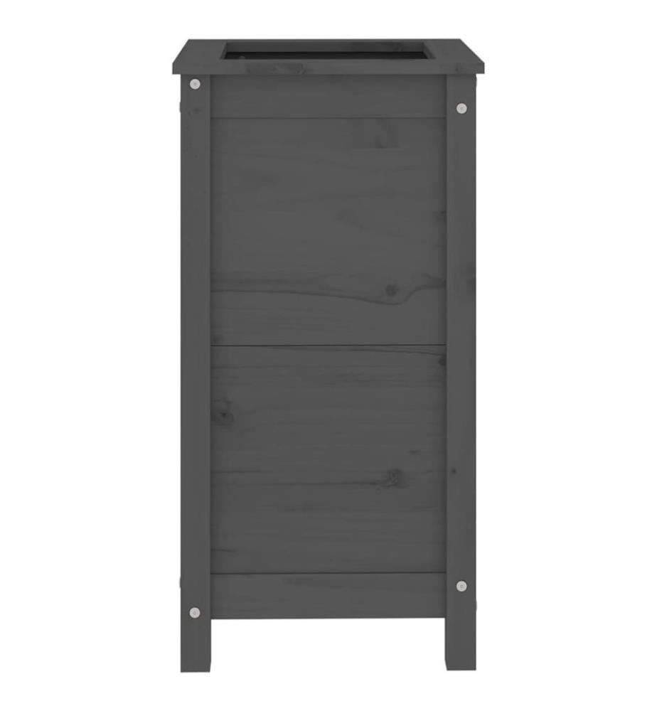 Jardinière gris 40x40x78 cm bois massif de pin