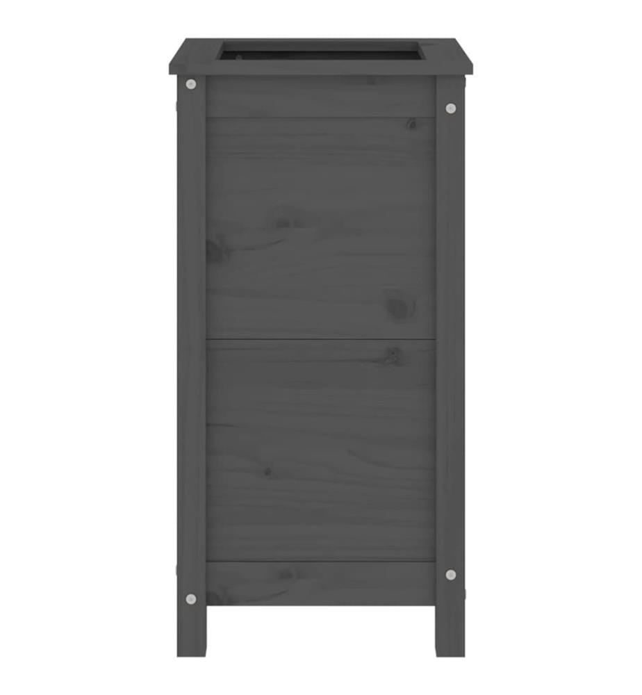 Jardinière gris 40x40x78 cm bois massif de pin