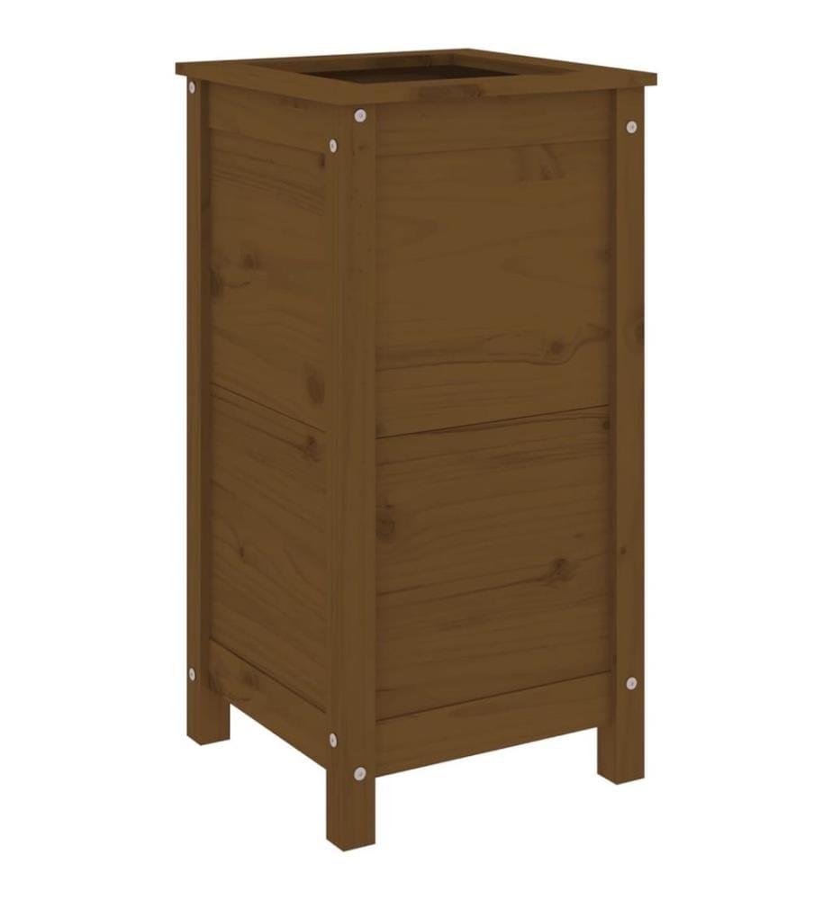 Jardinière marron miel 40x40x78 cm bois massif de pin