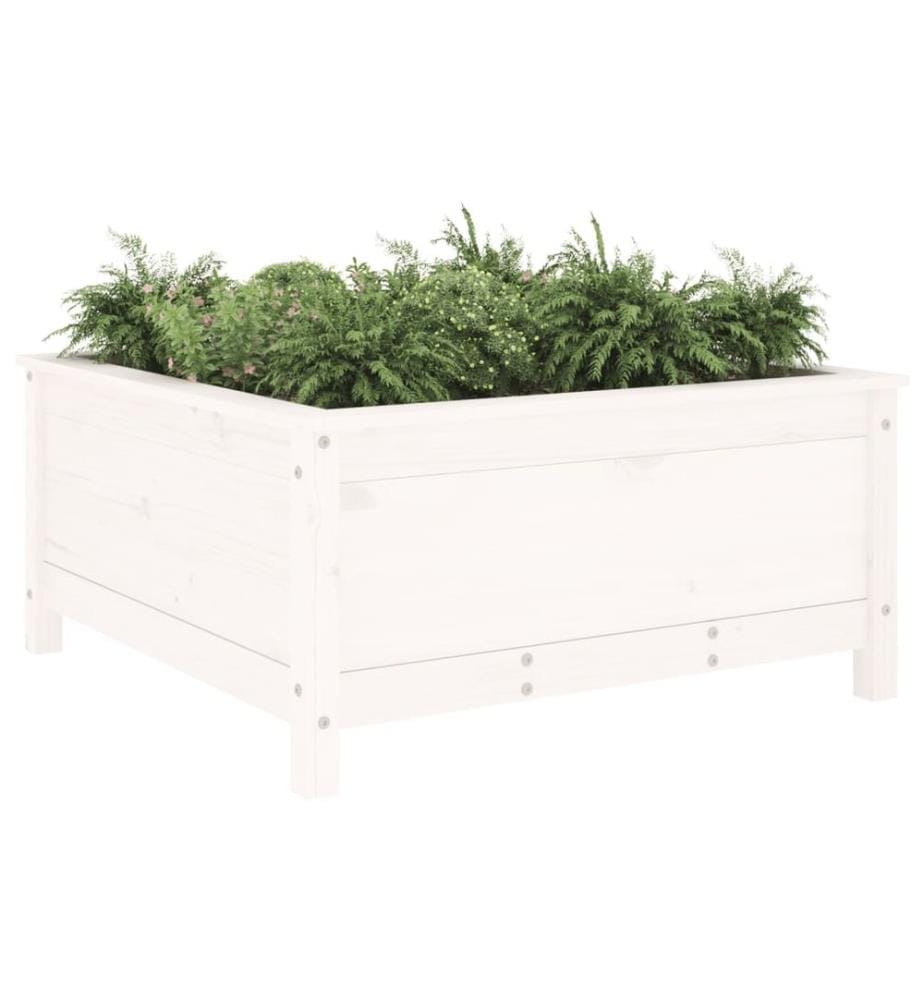 Jardinière blanc 82,5x82,5x39 cm bois massif de pin