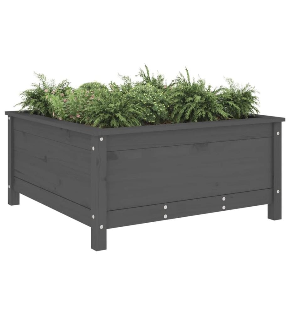 Jardinière gris 82,5x82,5x39 cm bois massif de pin