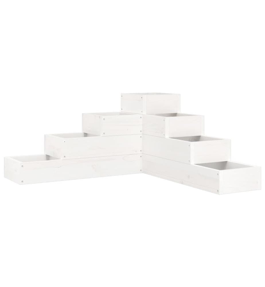 Jardinière 4 niveaux 80,5x79x36 cm blanc bois de pin massif