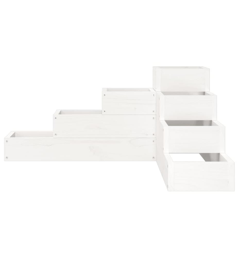 Jardinière 4 niveaux 80,5x79x36 cm blanc bois de pin massif