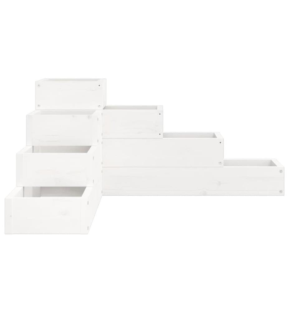 Jardinière 4 niveaux 80,5x79x36 cm blanc bois de pin massif