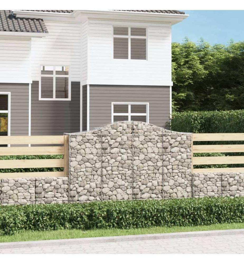 vidaXL Panier de gabions arqué 200x50x140/160 cm Fer galvanisé