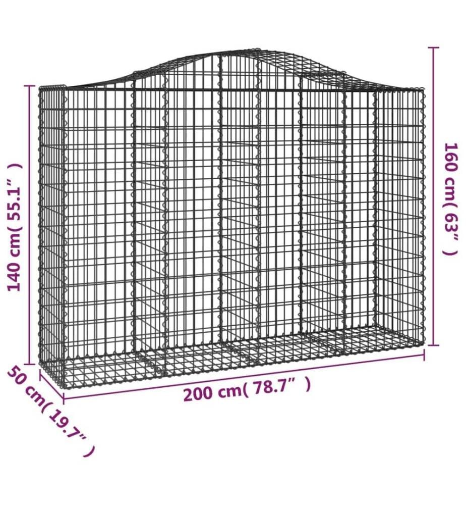 vidaXL Panier de gabions arqué 200x50x140/160 cm Fer galvanisé