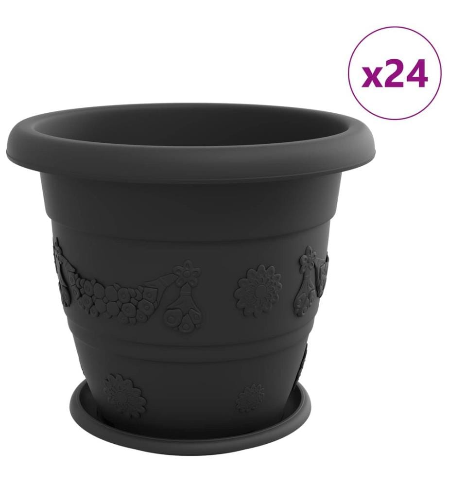 vidaXL Pots de plantes 24 pcs Noir Ø 39 x 32 cm Plastique