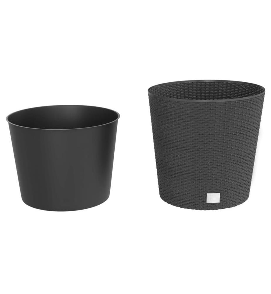 vidaXL Jardinière et intérieur amovible anthracite 35 /37,5 L rotin PP