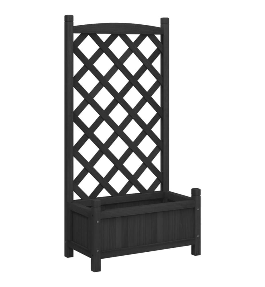 vidaXL Jardinière avec treillis noir bois massif de sapin