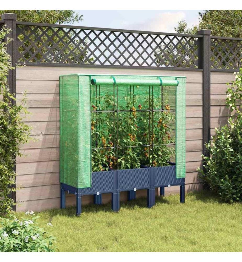 vidaXL Jardinière surélevée avec housse aspect rotin 120x40x140 cm