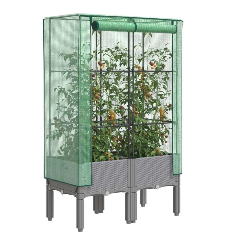 vidaXL Jardinière surélevée avec housse aspect rotin 80x40x140 cm