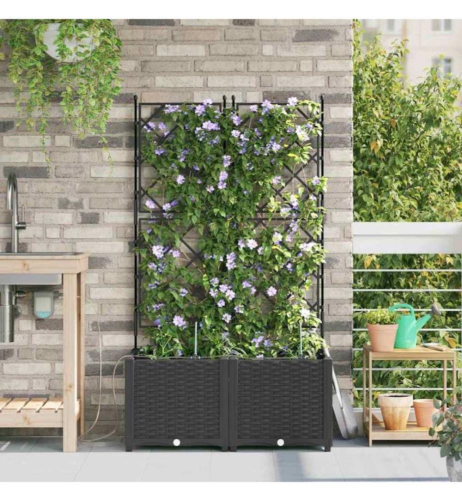 vidaXL Cache-pot de jardin 2 pcs Noir 80 x 40 x 142 cm Plastique