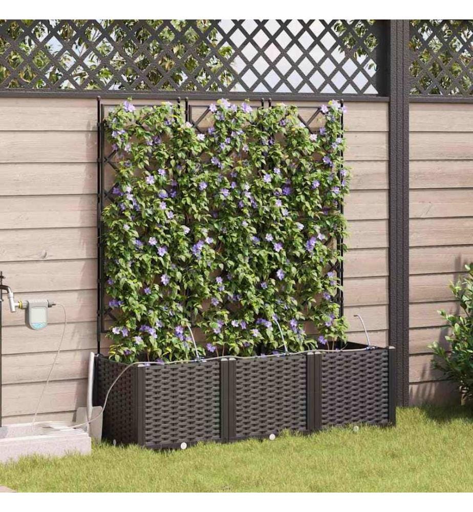 vidaXL Cache-pot de jardin 3 pcs Noir 120 x 40 x 142 cm Plastique