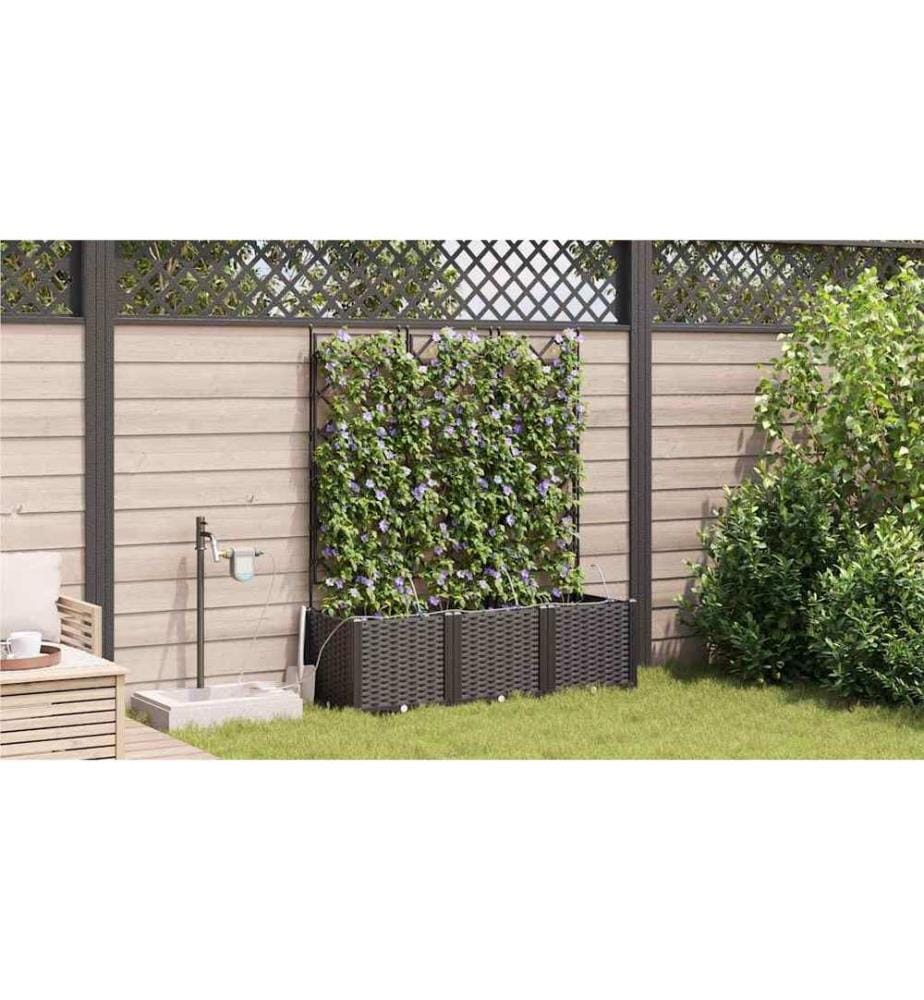 vidaXL Cache-pot de jardin 3 pcs Noir 120 x 40 x 142 cm Plastique