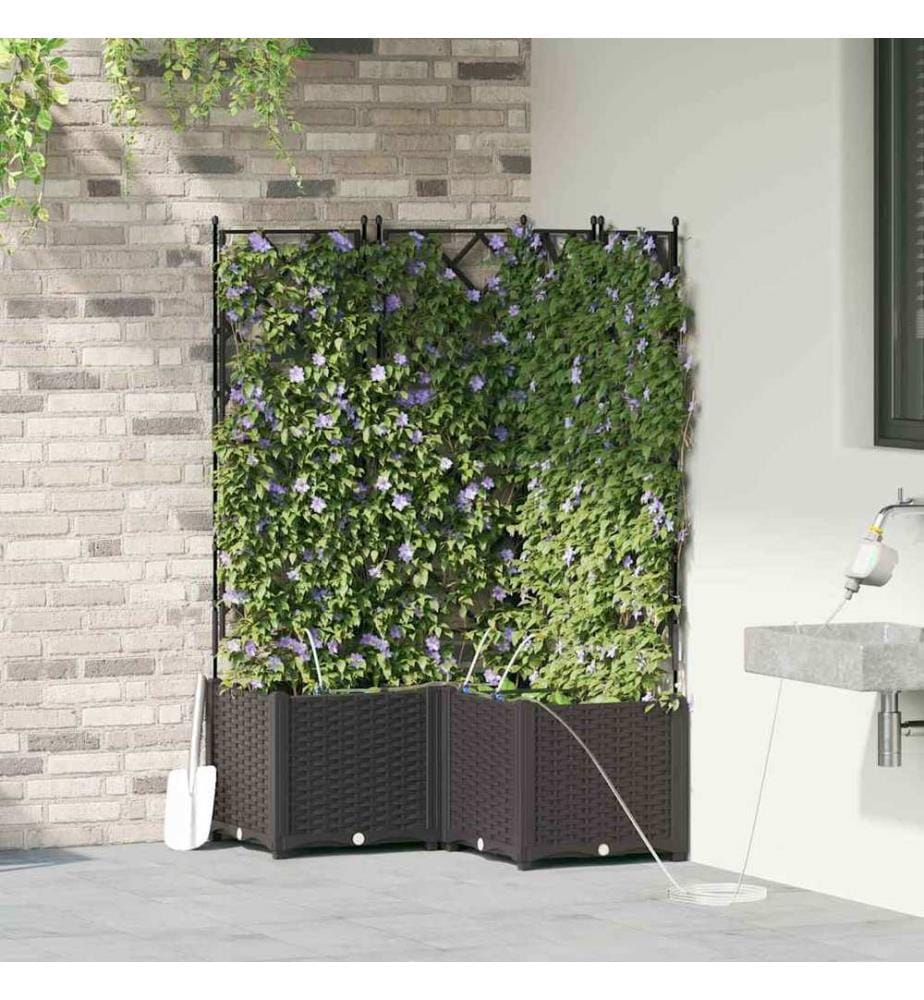 vidaXL Cache-pot de jardin 3 pcs Noir 80 x 80 x 142 cm Plastique