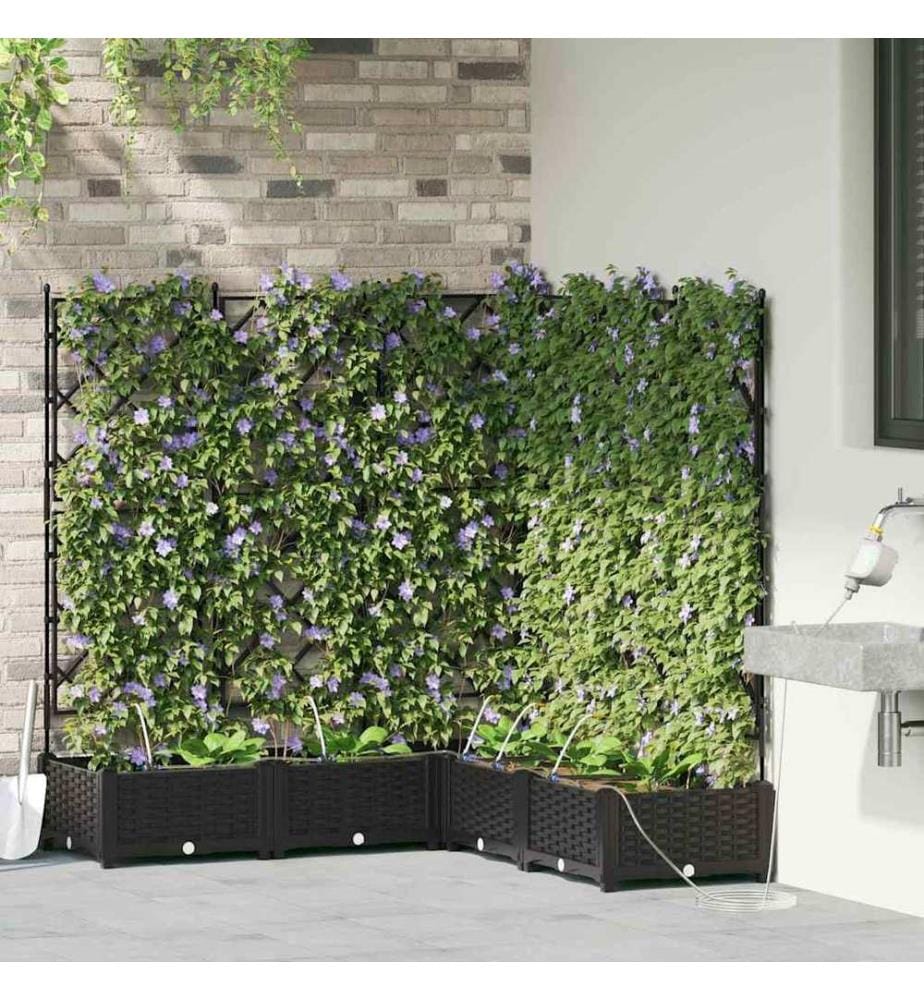 vidaXL Cache-pot de jardin 5 pcs Noir 120 x 120 x 126 cm Plastique