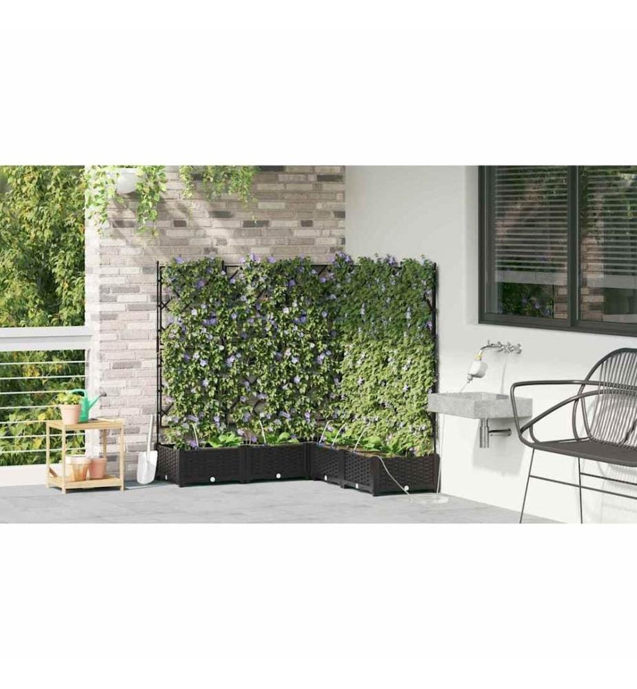 vidaXL Cache-pot de jardin 5 pcs Noir 120 x 120 x 126 cm Plastique
