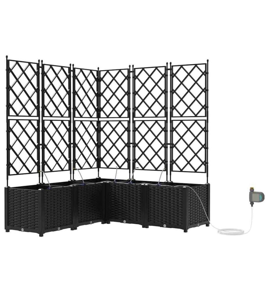 vidaXL Cache-pot de jardin 5 pcs Noir 120 x 120 x 142 cm Plastique