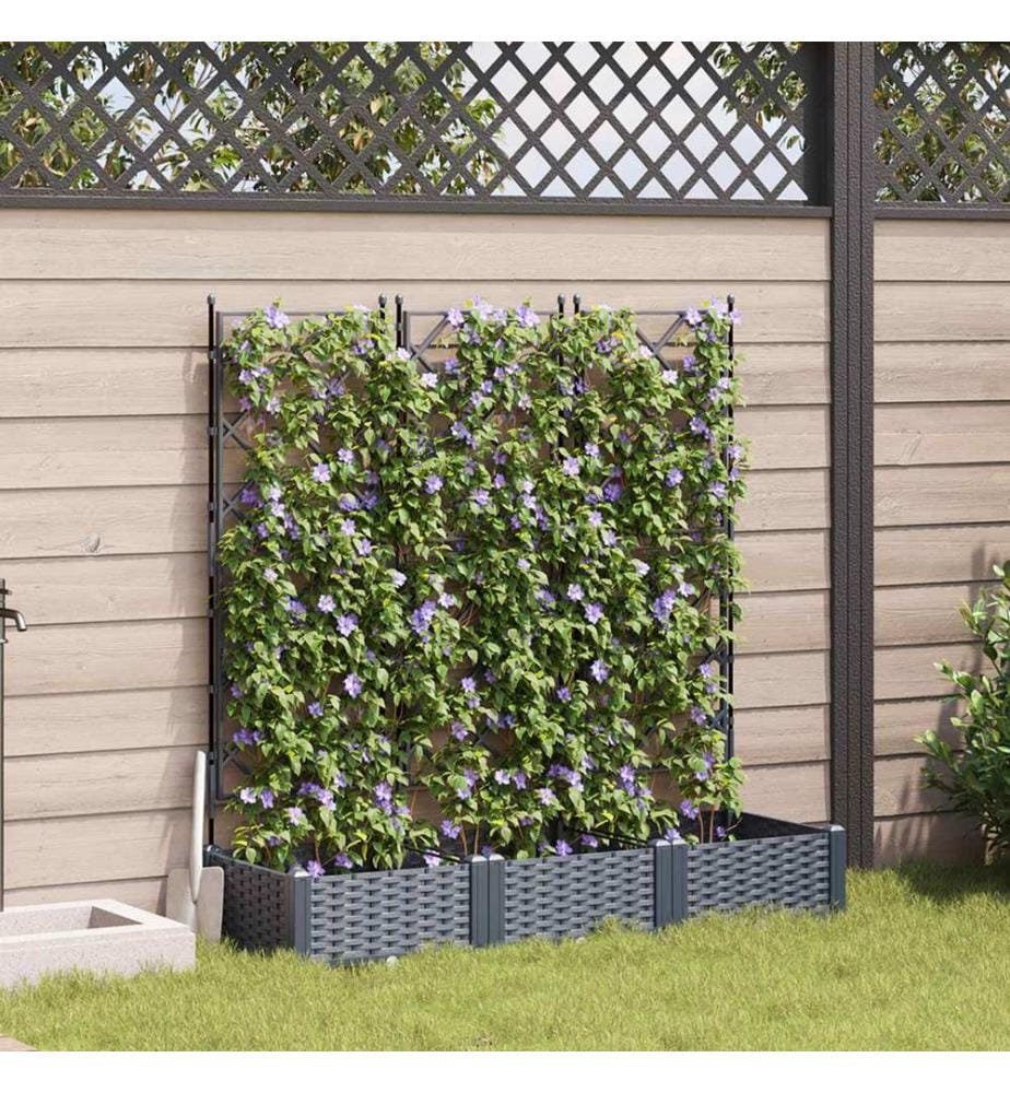 vidaXL Cache-pot de jardin 3 pcs Gris 120 x 40 x 125,5 cm Plastique