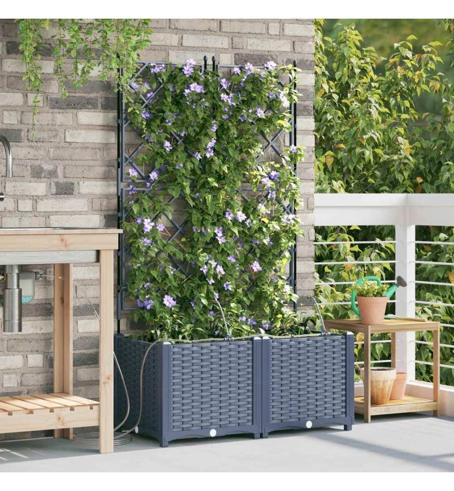 vidaXL Cache-pot de jardin 2 pcs Gris 80 x 40 x 142 cm Plastique