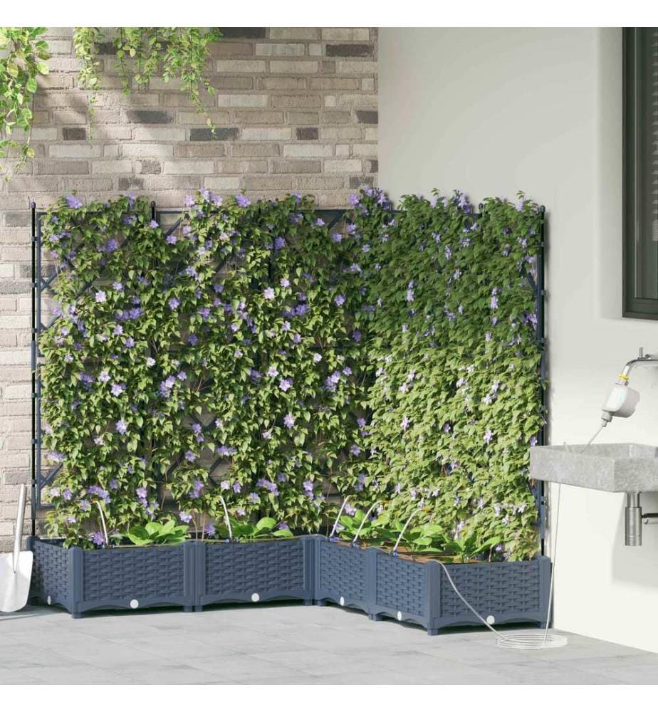 vidaXL Cache-pot de jardin 5 pcs Gris 120 x 120 x 126 cm Plastique