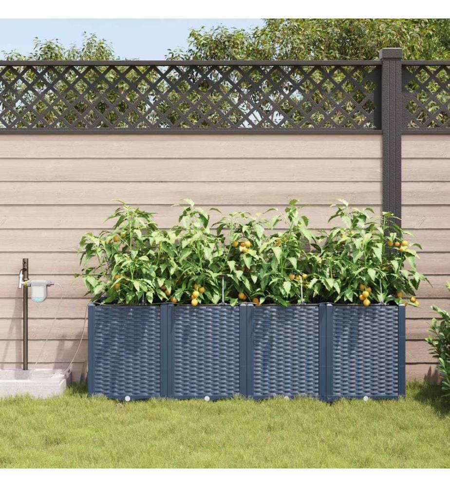 vidaXL Cache-pot de jardin 4 pcs Gris 160 x 40 x 52 cm Plastique