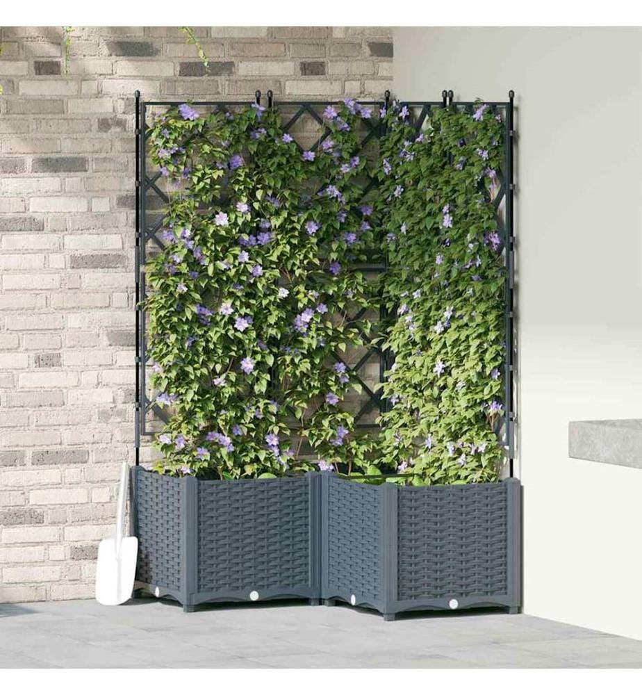 vidaXL Cache-pot de jardin 3 pcs Gris Clair 80 x 80 x 143 cm Plastique