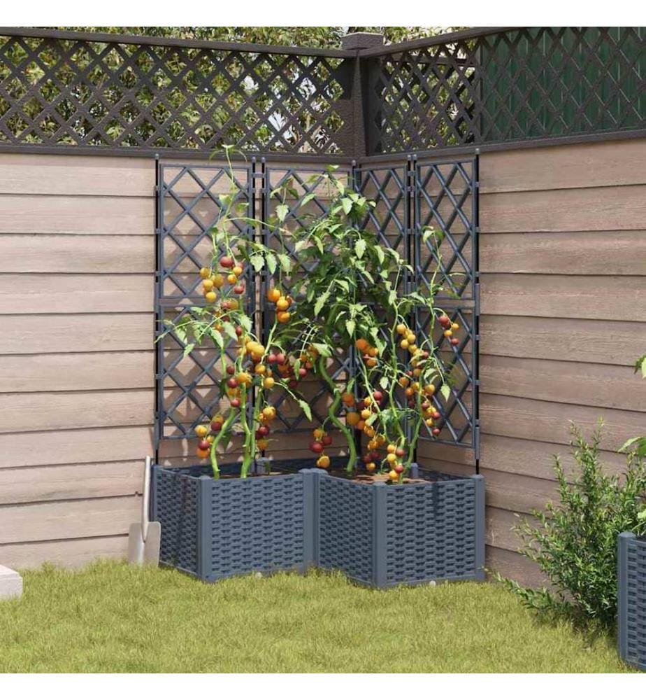 vidaXL Cache-pot de jardin 3 pcs Gris Clair 80 x 80 x 143 cm Plastique