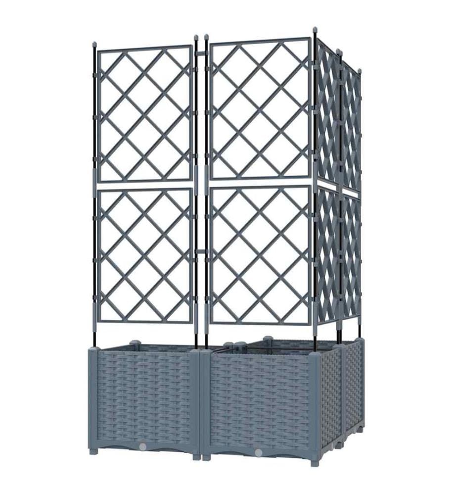 vidaXL Cache-pot de jardin 3 pcs Gris Clair 80 x 80 x 143 cm Plastique