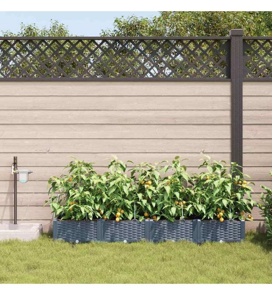 vidaXL Cache-pot de jardin 4 pcs Gris Clair 160 x 40 x 22 cm Plastique