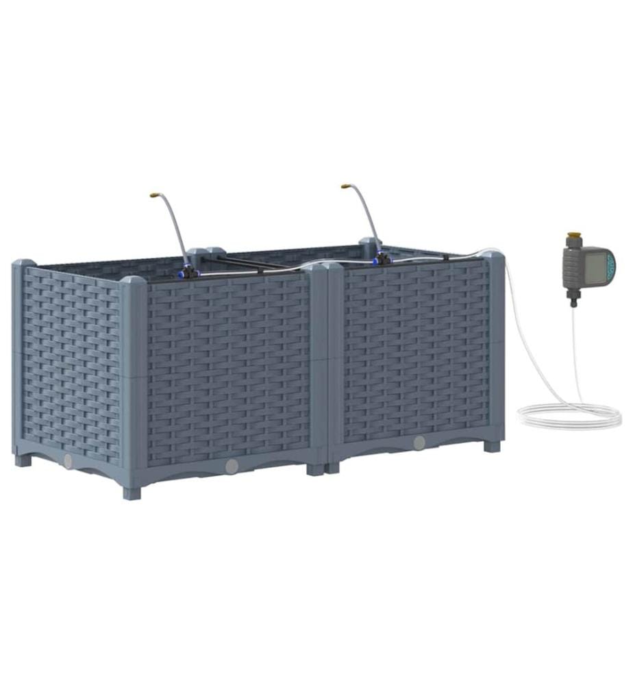 vidaXL Cache-pot de jardin 2 pcs Gris Clair 80 x 40 x 37,5 cm